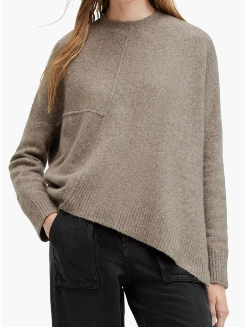 AllSaints Lock Asymmetric Sweater beige size M